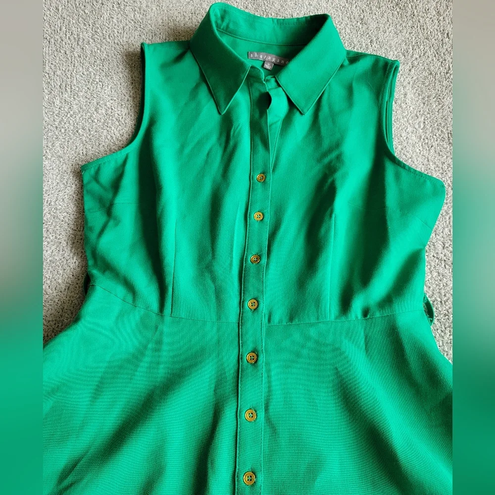 B2G1 3/$20 Sharagano Emerald Sleeveless Midi Dress Size 10 - Picture 5 of 8